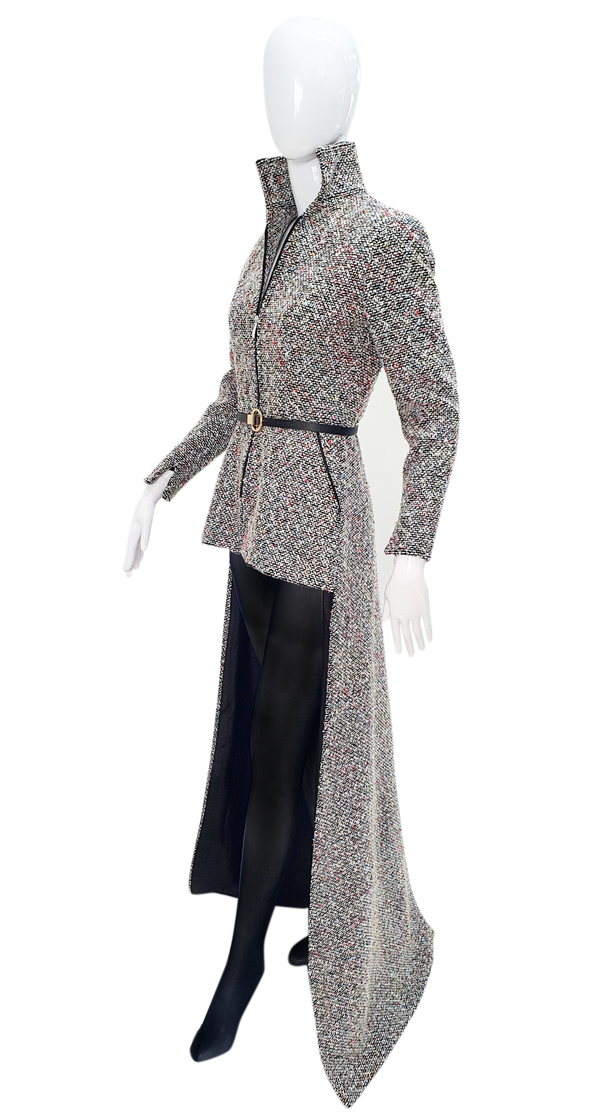 Glam & trendy asymmetric coat.